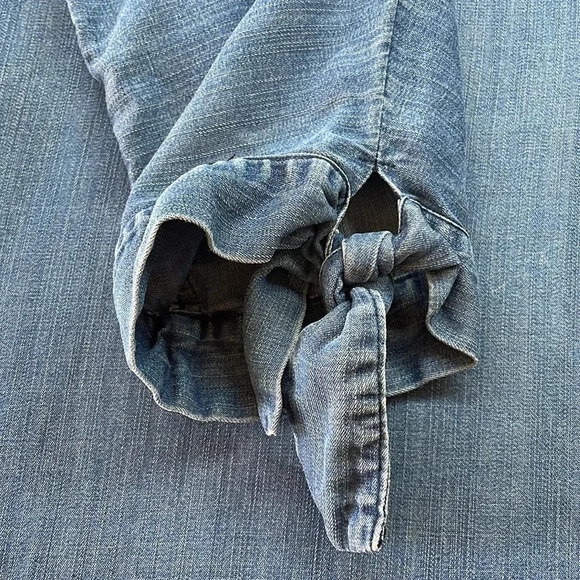 Soft Surroundings Women’s Blouse Cold Shoulder Split Neck Blue Size S - Picture 7 of 10